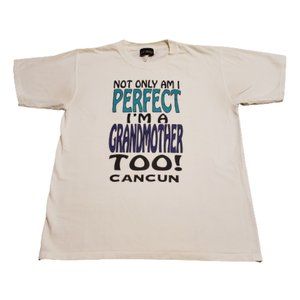 Vintage Le Best Perfect Grandmother T-Shirt Women's Large L White 90s Cancun